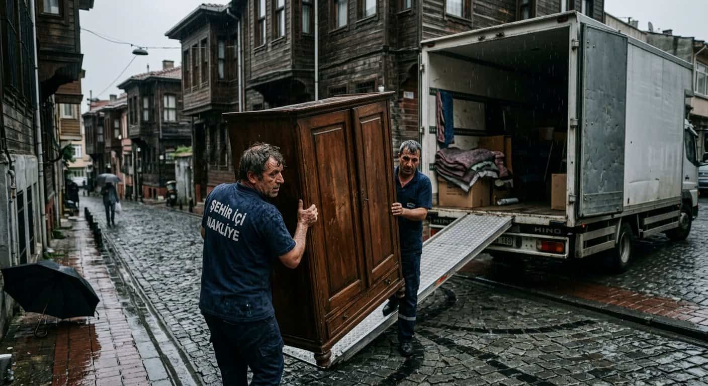 Kişiler Nakliye Hakkımızda - Ahsap gardirobu kamyon rampasina alma