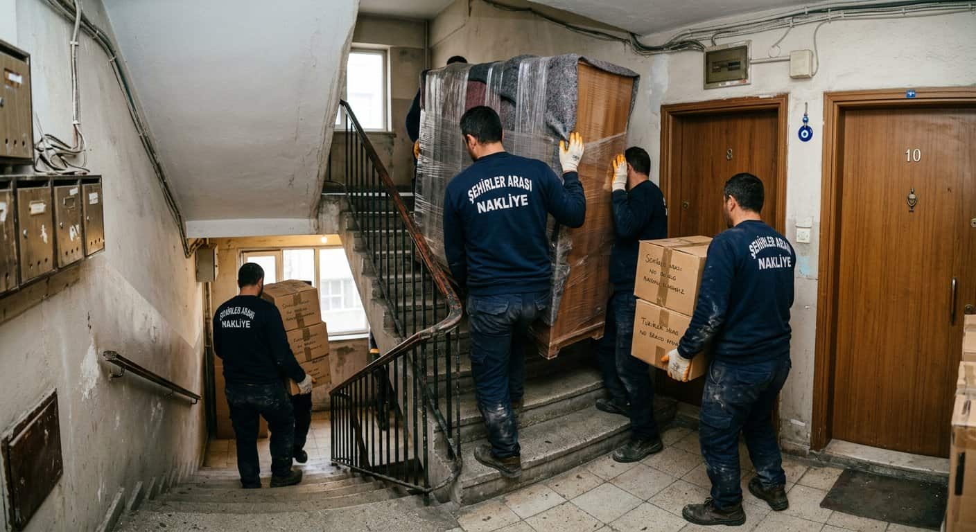 Şarköy Nakliye - Apartman merdiveninde agir esya tasima