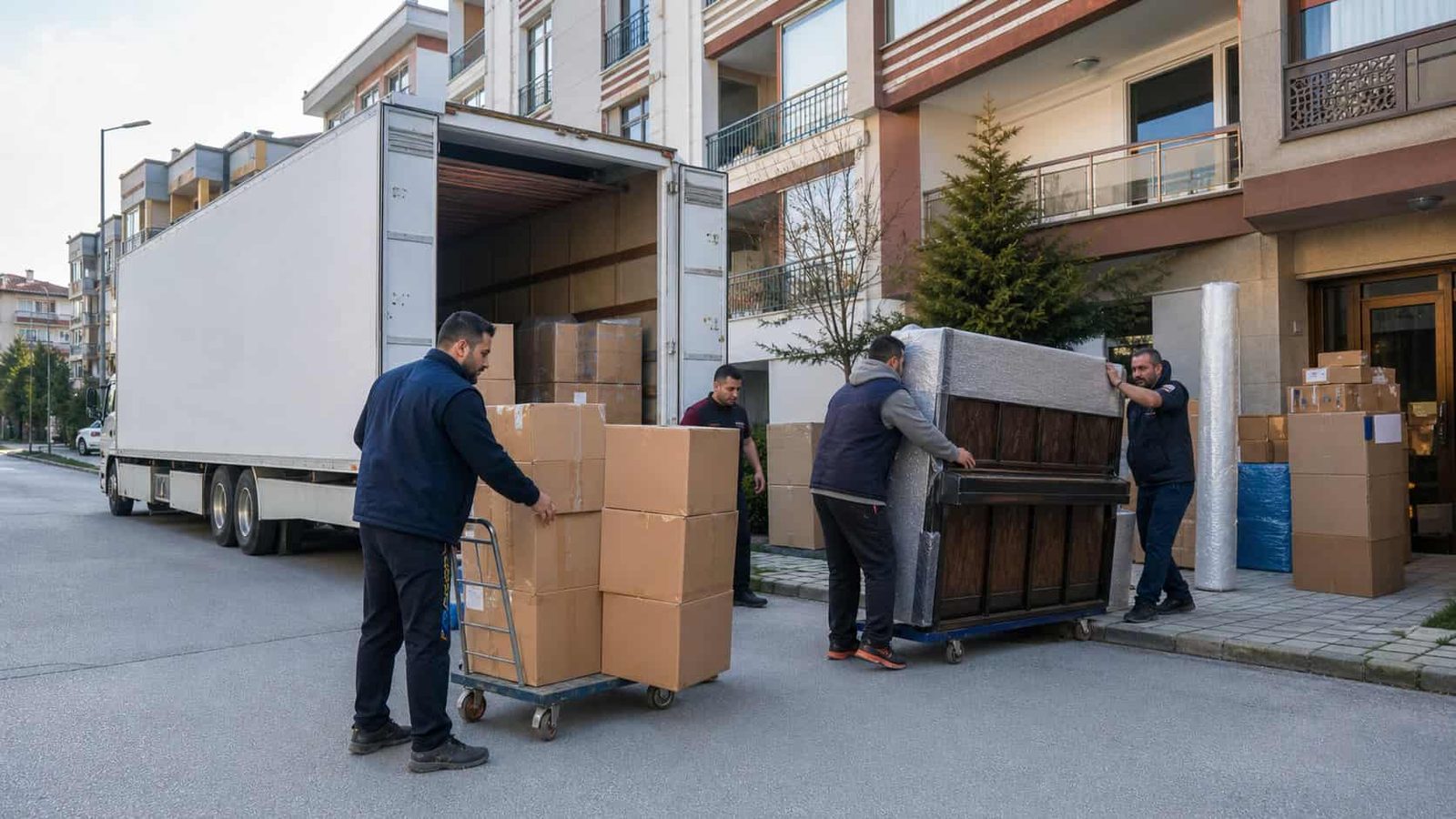 Beyoğlu Nakliye - Apartman onunde paketli esya sevk hazirligi